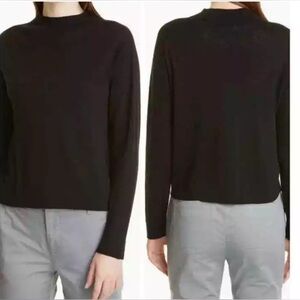 Vince Mock Neck black Sweater size L Wool/Cashmere blend, boxy cut